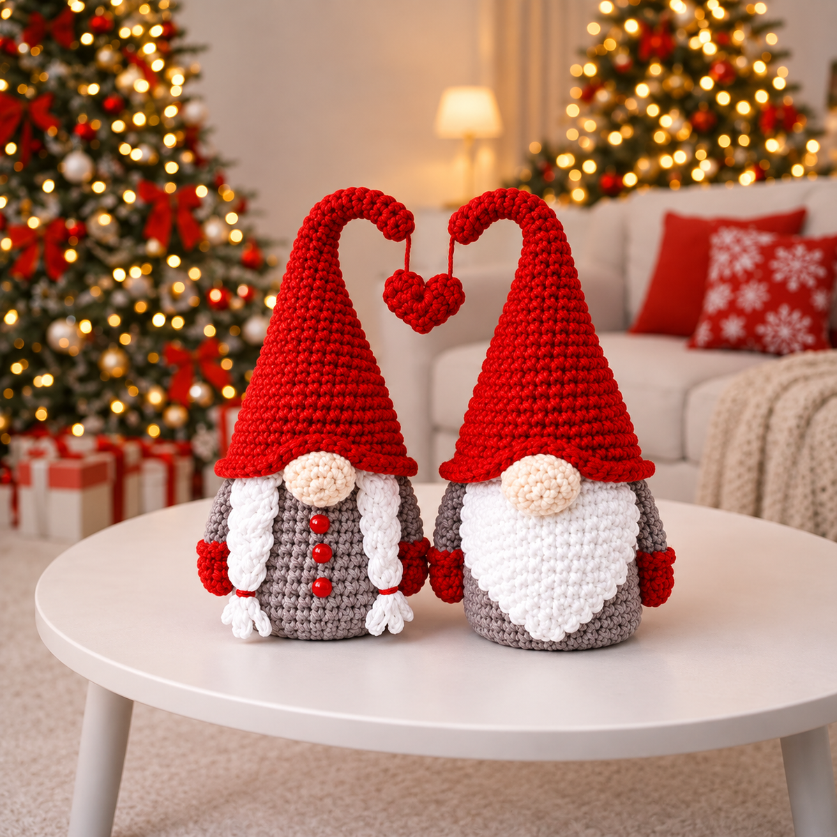 Christmas Crochet Gnome Couple Pattern PDF | 2-in-1 Scandinavian Gnome Amigurumi | Holiday Christmas Decor | 4 Languages