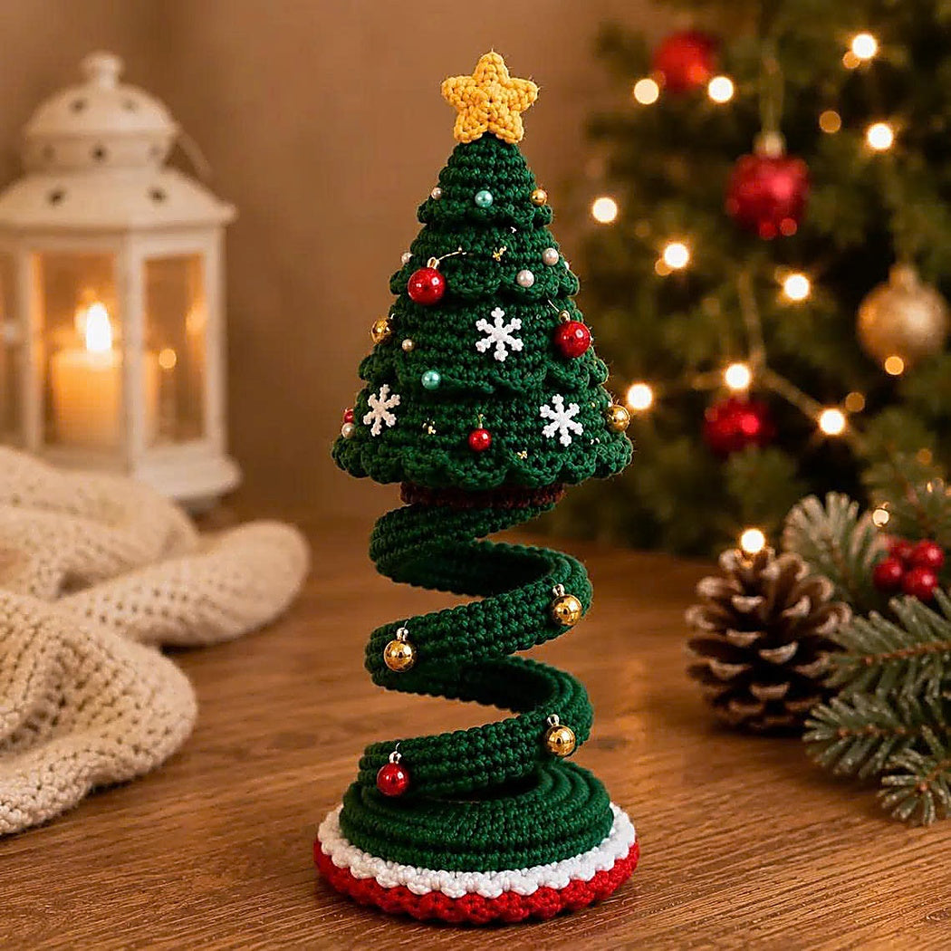 Christmas Spiral Ornament Crochet Pattern | Snowman Santa Christmas Tree Amigurumi PDF | Spiral Ornament Set | Intermediate Crochet Pattern