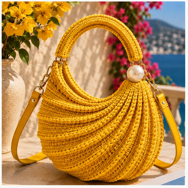 Wave Pattern Crochet Handbag PDF Pattern, Elegant Crochet Purse Tutorial, Step-by-Step Photo Guide, DIY Handmade Bag Instant Download