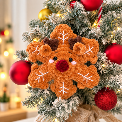 4-in-1 No-Sew Crochet Snowflake Pattern PDF | Santa, Reindeer, Snowman & Gingerbread | Christmas Amigurumi Ornament Pattern