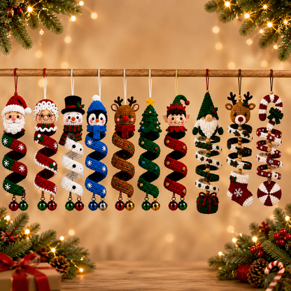 10 in 1 Christmas Crochet Spiral Pattern Bundle PDF | Santa Snowman Reindeer Penguin Elf Gnome | Christmas Ornament Crochet Pattern