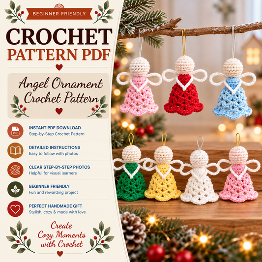 Christmas Angel Ornament Crochet Pattern PDF + Video Tutorial | Crochet Angel Tree Decoration | Beginner Friendly | Instant Download