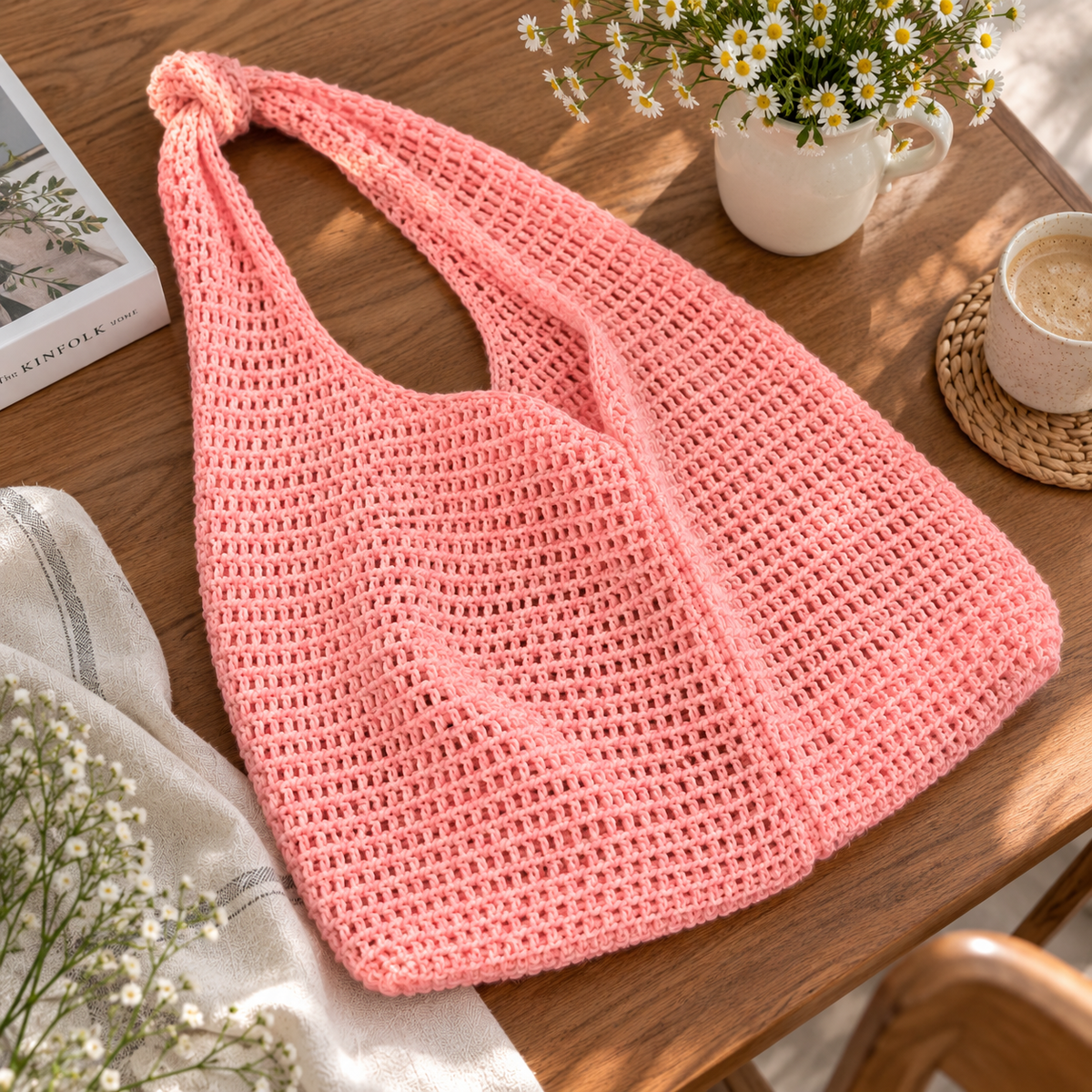 Everyday Crochet Tote Bag Pattern PDF, Easy Mesh Market Bag Crochet Pattern, Reusable Shoulder Bag, Beginner Friendly Crochet Bag