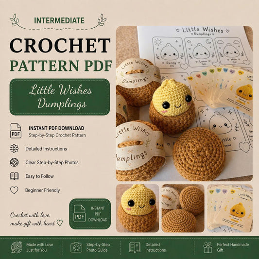 Cute Dumpling Amigurumi Crochet Pattern PDF, Little Dumpling & Box Pattern, Beginner Crochet Toy, Kawaii Gift Instant Download