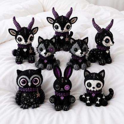 Gothic Crochet Amigurumi Pattern Set, Spooky Halloween Crochet Dolls, Creepy Cute Plushies Pattern, Goth Amigurumi PDF Digital Download