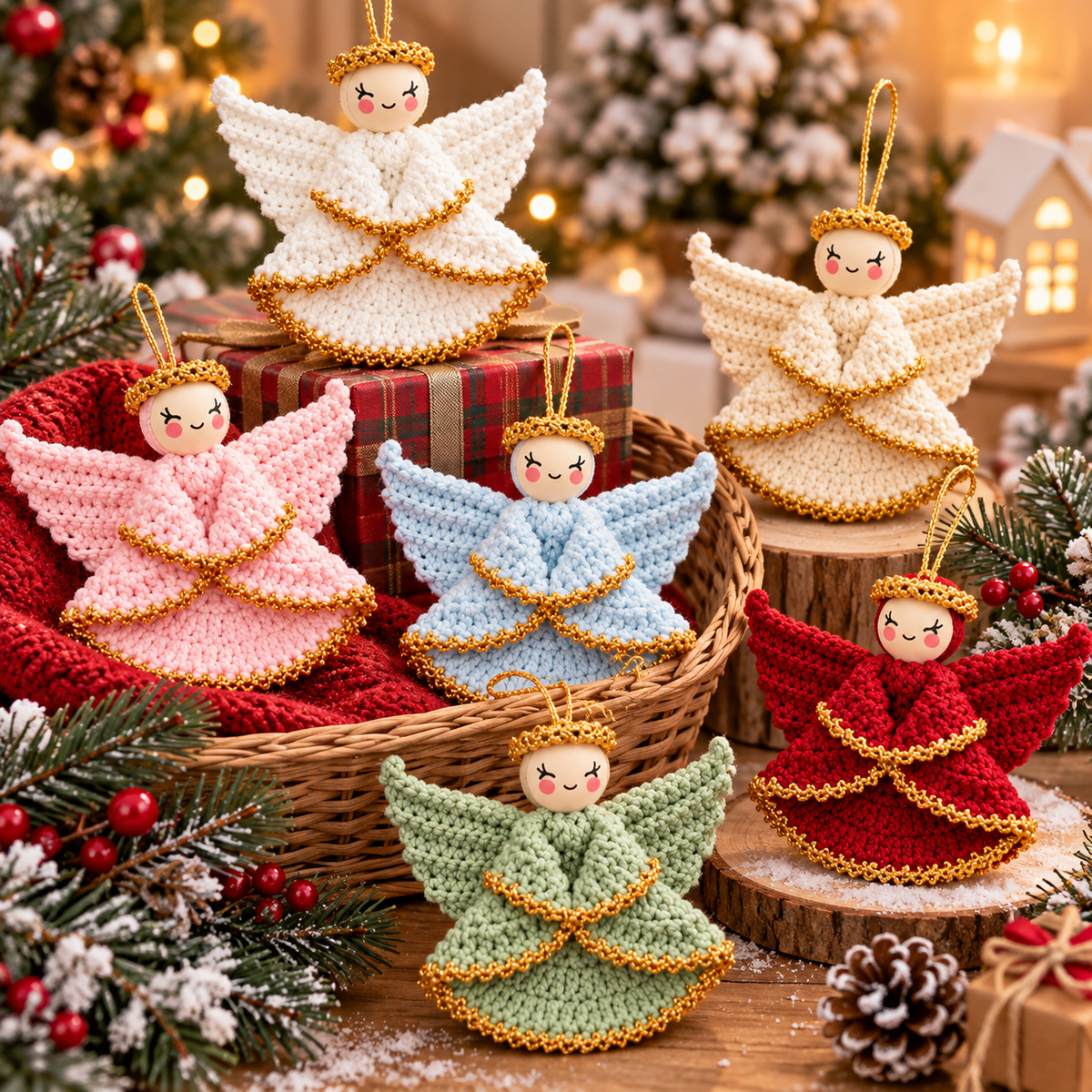 Crochet Angel Ornament Pattern PDF + Video Tutorial |  Christmas Angel Crochet Pattern |  Holiday Tree Ornament |  Handmade Christmas Decor