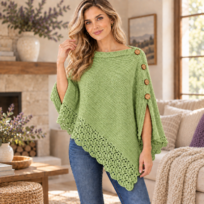 Crochet Uptown Poncho Pattern PDF | Easy Crochet Poncho for Women | Button Shoulder Poncho Pattern | Boho Crochet Wrap | Beginner Friendly | Instant Download
