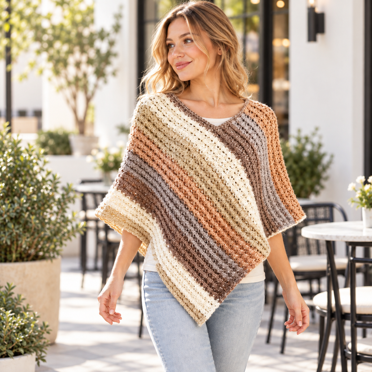 Crochet Sunset Poncho Pattern PDF + Video Tutorial, Women Crochet Poncho Pattern, Boho Crochet Top, Easy Pullover Pattern, Instant Download