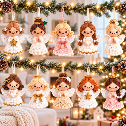 10 Christmas Angel Crochet Pattern Bundle PDF | Angel Ornament & Garland Pattern | Amigurumi Christmas Decor | Beginner Friendly