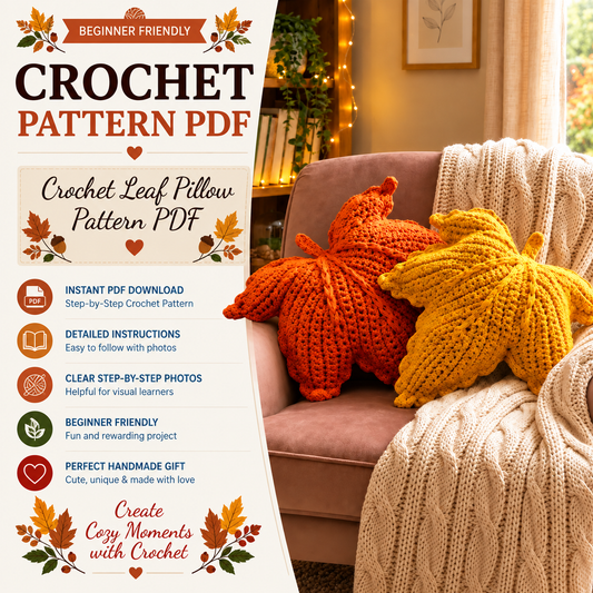 Crochet Leaf Pillow Pattern PDF | Maple Leaf Cushion Crochet Pattern | Fall Autumn Home Decor | Beginner Friendly | 4 Languages