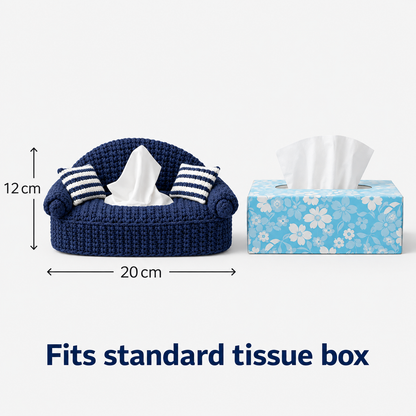 Crochet Tissue Box Cover Pattern PDF | Mini Sofa Tissue Holder Crochet Pattern | Christmas Couch Tissue Box Cozy | Cute Home Decor | 4 Languages