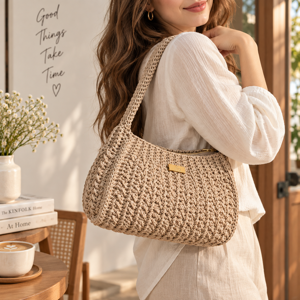 Alice Bag Crochet Pattern PDF + Video Tutorial, Easy Crochet Shoulder Bag Pattern, Textured Handbag, Crochet Purse Digital Download