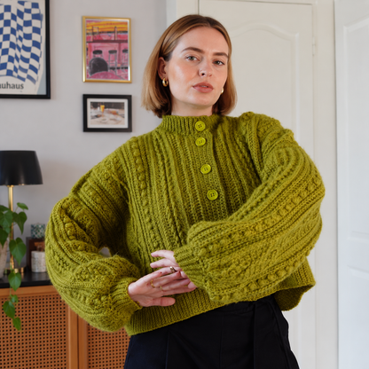 Crochet Cable Cardigan Pattern PDF + Video Tutorial, Made to Measure Textured Cardigan, Button Up Sweater Crochet Pattern