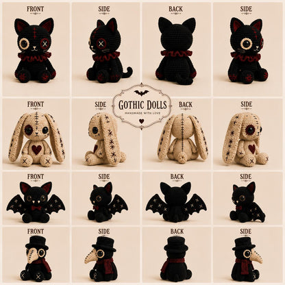 Gothic Crochet Pattern Bundle PDF – 8 Spooky Amigurumi Dolls, Halloween Crochet Patterns, Instant Download