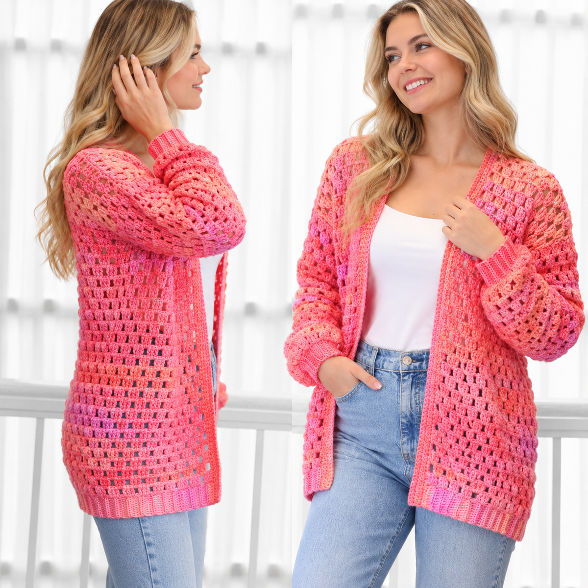ELOISE Crochet Cardigan Pattern PDF | Easy Granny Stitch Cardigan | Women’s Crochet Sweater Pattern XS–3XL | Beginner Friendly