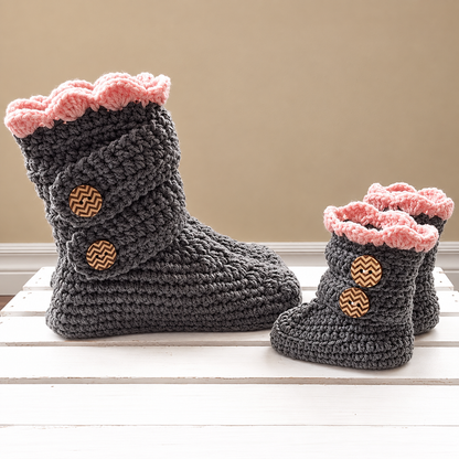 Crochet Slipper Boots Pattern PDF, Cozy House Slippers, Classic Winter Boots Crochet Pattern, Women's Chunky Slippers, Instant Download