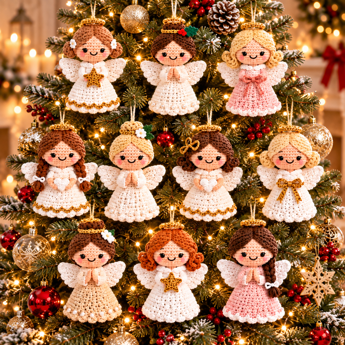 10 Christmas Angel Crochet Pattern Bundle PDF | Angel Ornament & Garland Pattern | Amigurumi Christmas Decor | Beginner Friendly