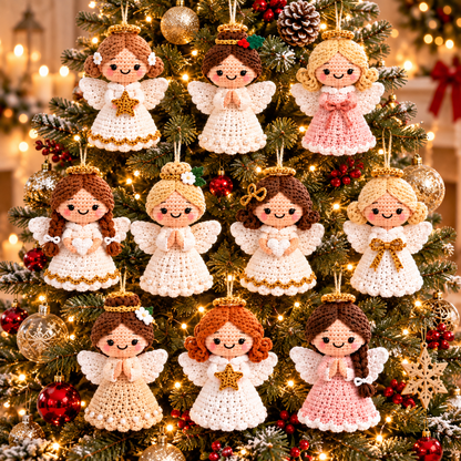 10 Christmas Angel Crochet Pattern Bundle PDF | Angel Ornament & Garland Pattern | Amigurumi Christmas Decor | Beginner Friendly