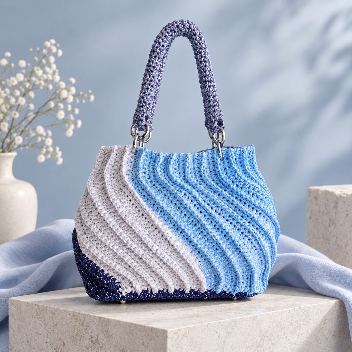 Textured Crochet Bag Pattern PDF | Ribbed Shoulder Bag Crochet Pattern | Modern Crochet Handbag | Beginner Friendly | Instant Download
