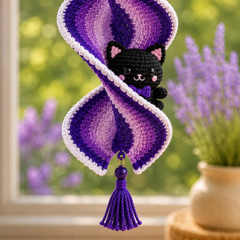 Halloween Crochet Spiral Wind Spinner PDF Pattern, Ghost Pumpkin Black Cat Amigurumi Hanging Decor, Spooky Fall Crochet Tutorial