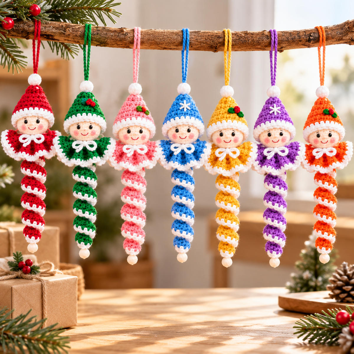 Santa & Elf Spiral Crochet Pattern PDF | Christmas Ornament Crochet Pattern | Spiral Christmas Tree Decoration | Beginner Friendly