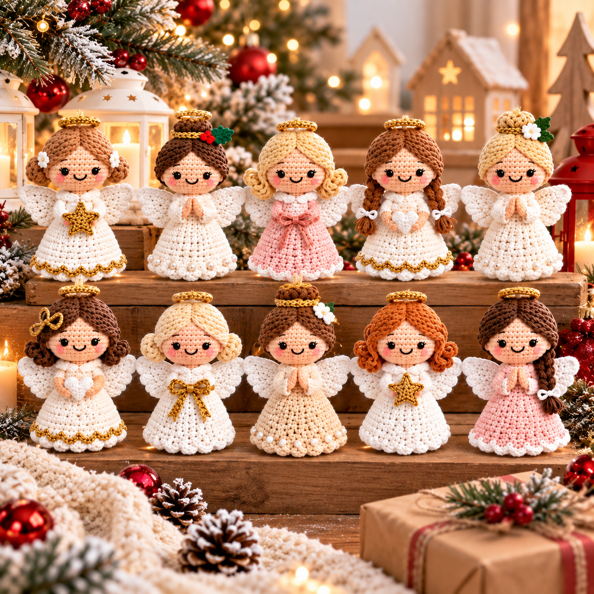 10 Christmas Angel Crochet Pattern Bundle PDF | Angel Ornament & Garland Pattern | Amigurumi Christmas Decor | Beginner Friendly