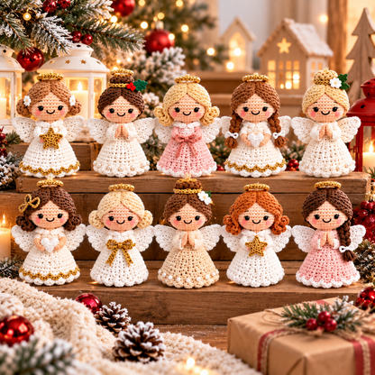 10 Christmas Angel Crochet Pattern Bundle PDF | Angel Ornament & Garland Pattern | Amigurumi Christmas Decor | Beginner Friendly