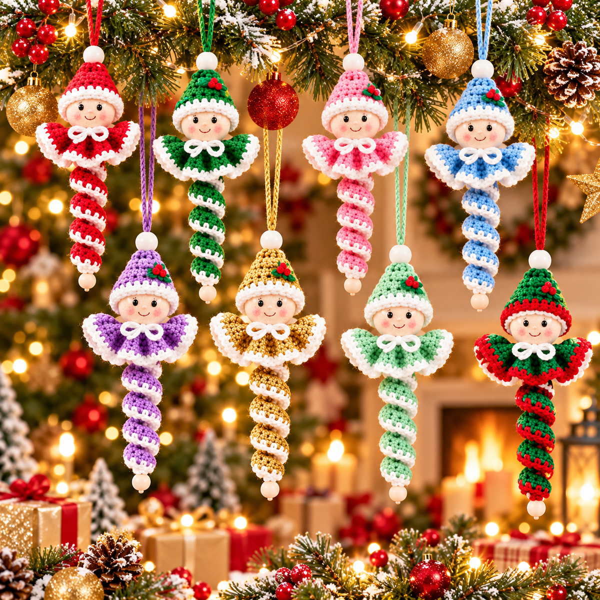 Santa & Elf Spiral Crochet Pattern PDF | Christmas Ornament Crochet Pattern | Spiral Christmas Tree Decoration | Beginner Friendly