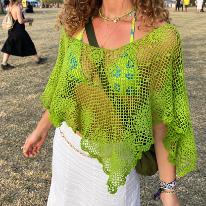 Clover Poncho Crochet Pattern PDF, Lace Crochet Poncho Pattern, Boho Summer Top, Floral Openwork Cape, Women’s Crochet Pattern