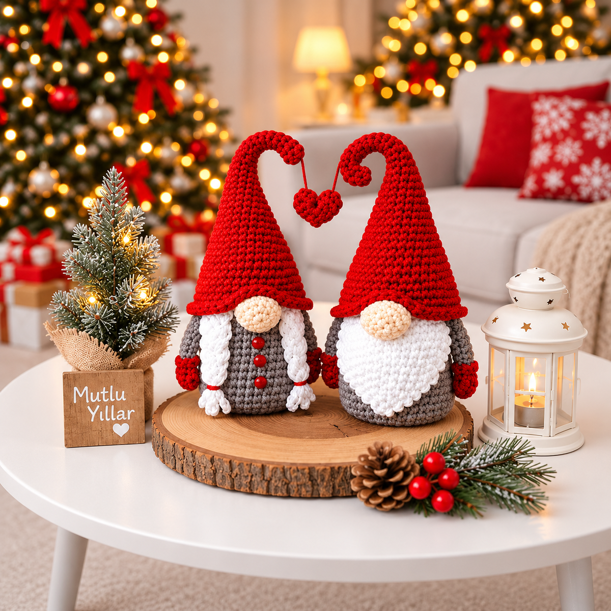 Christmas Crochet Gnome Couple Pattern PDF | 2-in-1 Scandinavian Gnome Amigurumi | Holiday Christmas Decor | 4 Languages