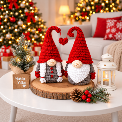 Christmas Crochet Gnome Couple Pattern PDF | 2-in-1 Scandinavian Gnome Amigurumi | Holiday Christmas Decor | 4 Languages