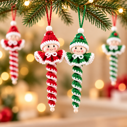 Santa & Elf Spiral Crochet Pattern PDF | Christmas Ornament Crochet Pattern | Spiral Christmas Tree Decoration | Beginner Friendly