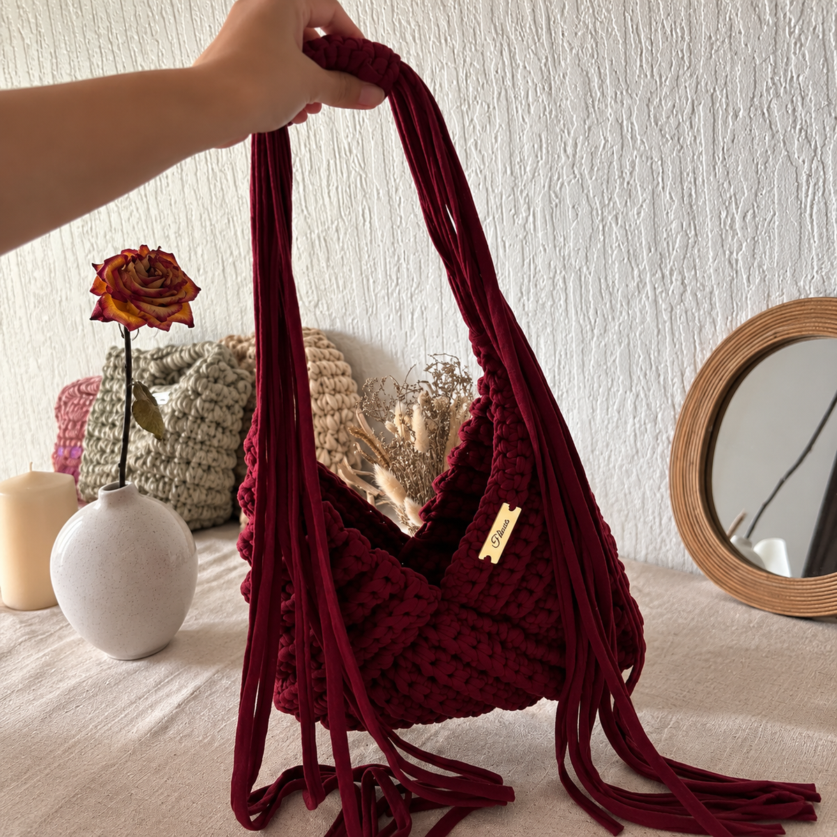 Tamarin 3 in 1 Crochet Bag Pattern PDF + Video Tutorial, Fringe Hobo Bag, Boho Shoulder Bag Crochet Pattern, 4 Languages
