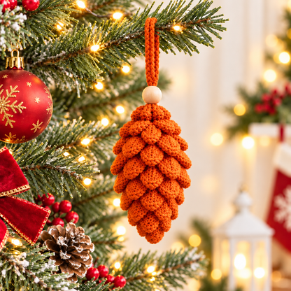 Pinecone Ornament Crochet Pattern PDF |3D Crochet Pine Cone | Rustic Christmas Tree Decorations  Woodland Holiday Decor |  DIY Christmas Gift
