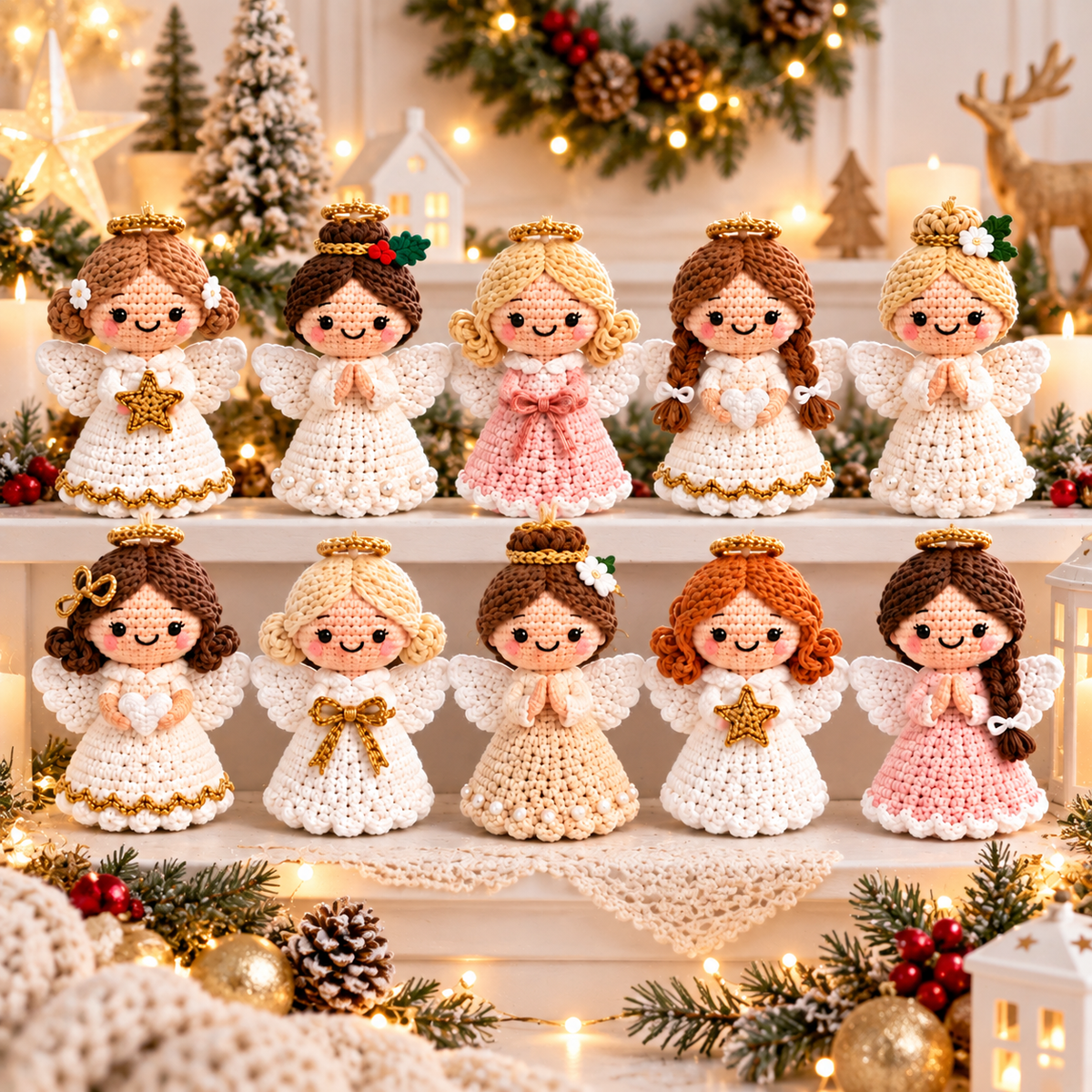 10 Christmas Angel Crochet Pattern Bundle PDF | Angel Ornament & Garland Pattern | Amigurumi Christmas Decor | Beginner Friendly