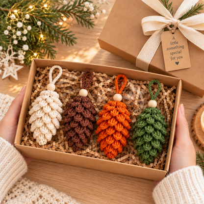 Pinecone Ornament Crochet Pattern PDF |3D Crochet Pine Cone | Rustic Christmas Tree Decorations  Woodland Holiday Decor |  DIY Christmas Gift