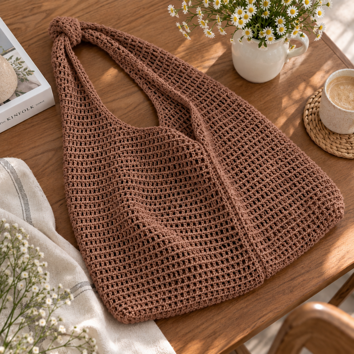 Everyday Crochet Tote Bag Pattern PDF, Easy Mesh Market Bag Crochet Pattern, Reusable Shoulder Bag, Beginner Friendly Crochet Bag