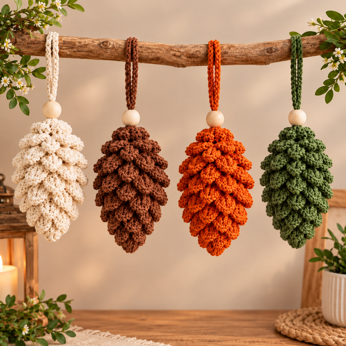 Pinecone Ornament Crochet Pattern PDF |3D Crochet Pine Cone | Rustic Christmas Tree Decorations  Woodland Holiday Decor |  DIY Christmas Gift
