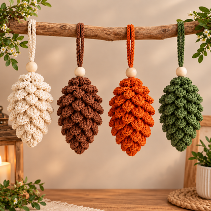 Pinecone Ornament Crochet Pattern PDF |3D Crochet Pine Cone | Rustic Christmas Tree Decorations  Woodland Holiday Decor |  DIY Christmas Gift
