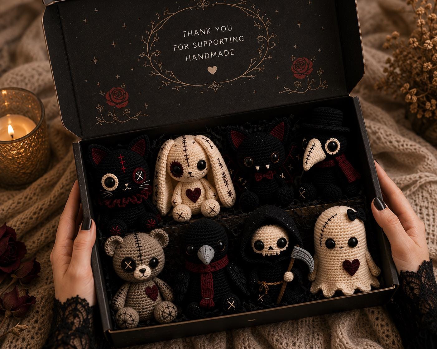 Gothic Crochet Pattern Bundle PDF – 8 Spooky Amigurumi Dolls, Halloween Crochet Patterns, Instant Download
