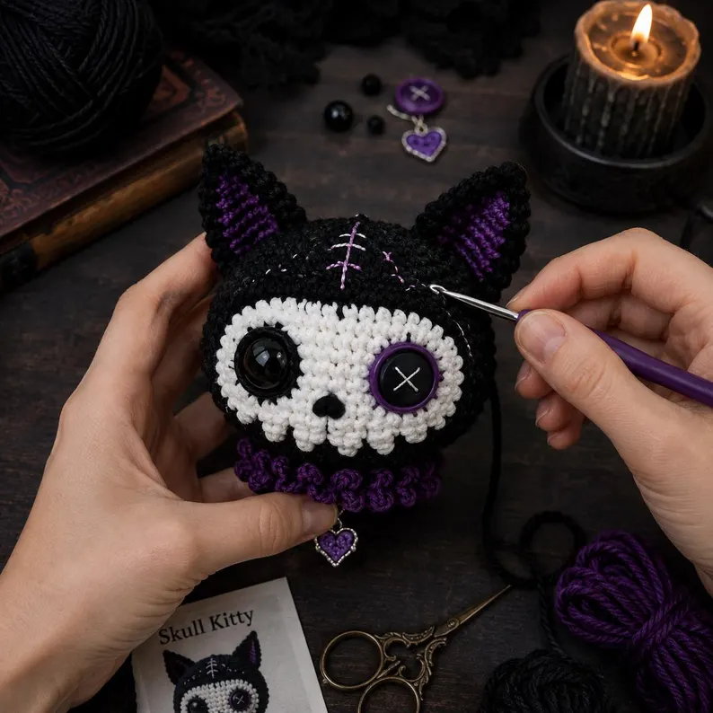 Gothic Crochet Amigurumi Pattern Set, Spooky Halloween Crochet Dolls, Creepy Cute Plushies Pattern, Goth Amigurumi PDF Digital Download