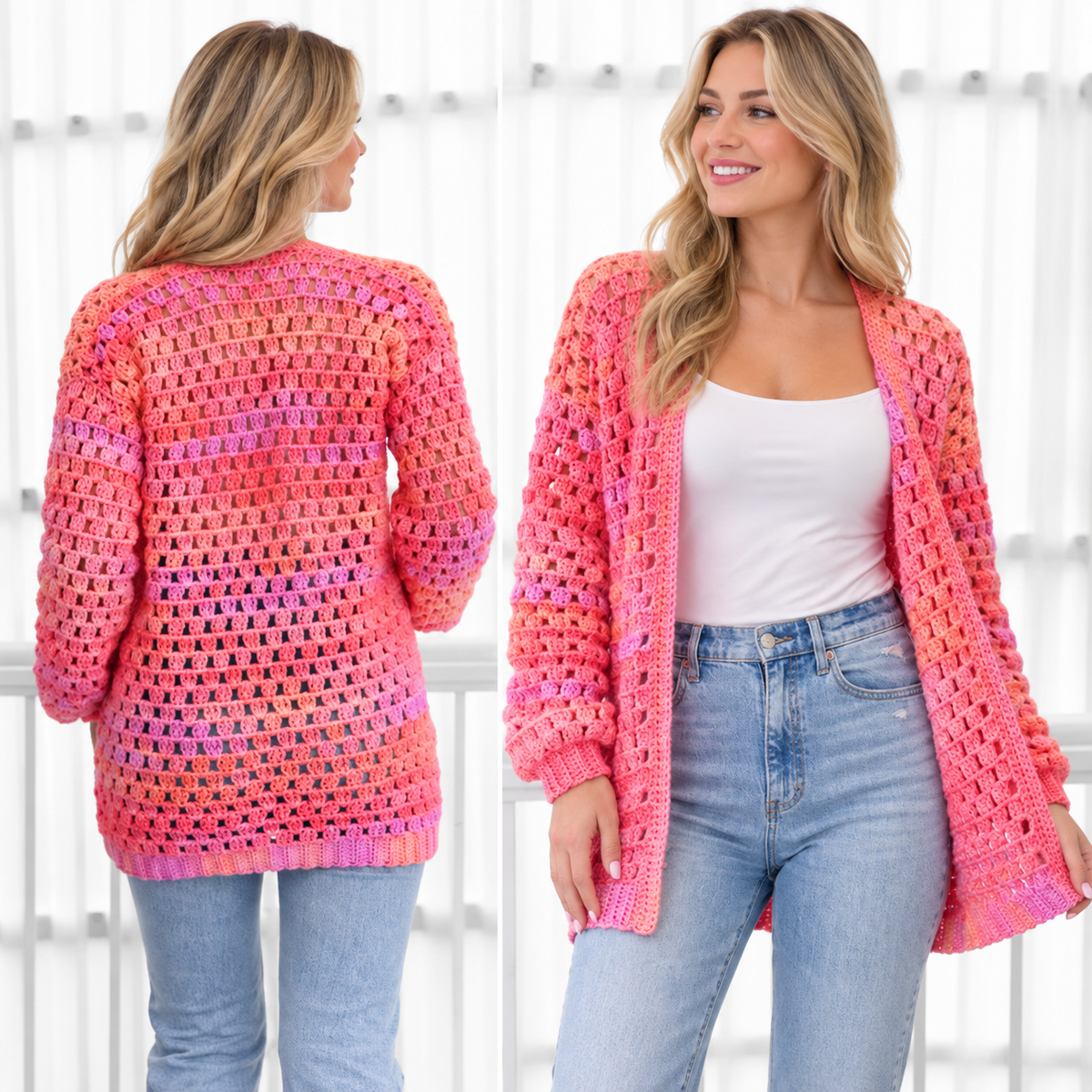 ELOISE Crochet Cardigan Pattern PDF | Easy Granny Stitch Cardigan | Women’s Crochet Sweater Pattern XS–3XL | Beginner Friendly
