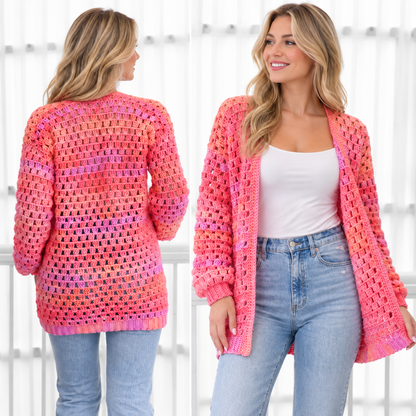 ELOISE Crochet Cardigan Pattern PDF | Easy Granny Stitch Cardigan | Women’s Crochet Sweater Pattern XS–3XL | Beginner Friendly