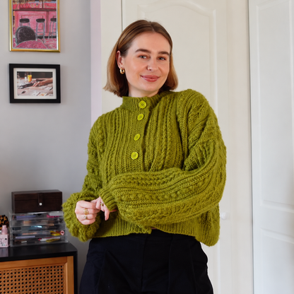 Crochet Cable Cardigan Pattern PDF + Video Tutorial, Made to Measure Textured Cardigan, Button Up Sweater Crochet Pattern