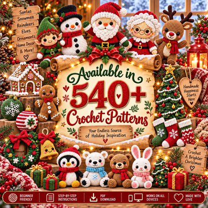 540+ Christmas Crochet Patterns Bundle PDF, Christmas Amigurumi Patterns, Santa Snowman Reindeer, Holiday Ornaments & Decor, Instant Download