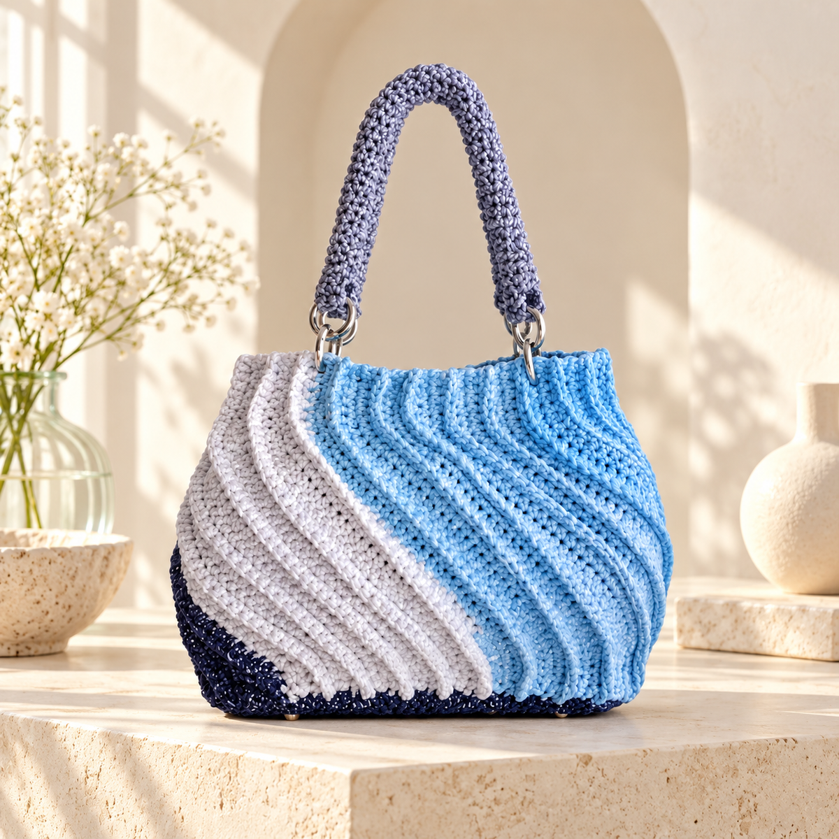 Textured Crochet Bag Pattern PDF | Ribbed Shoulder Bag Crochet Pattern | Modern Crochet Handbag | Beginner Friendly | Instant Download