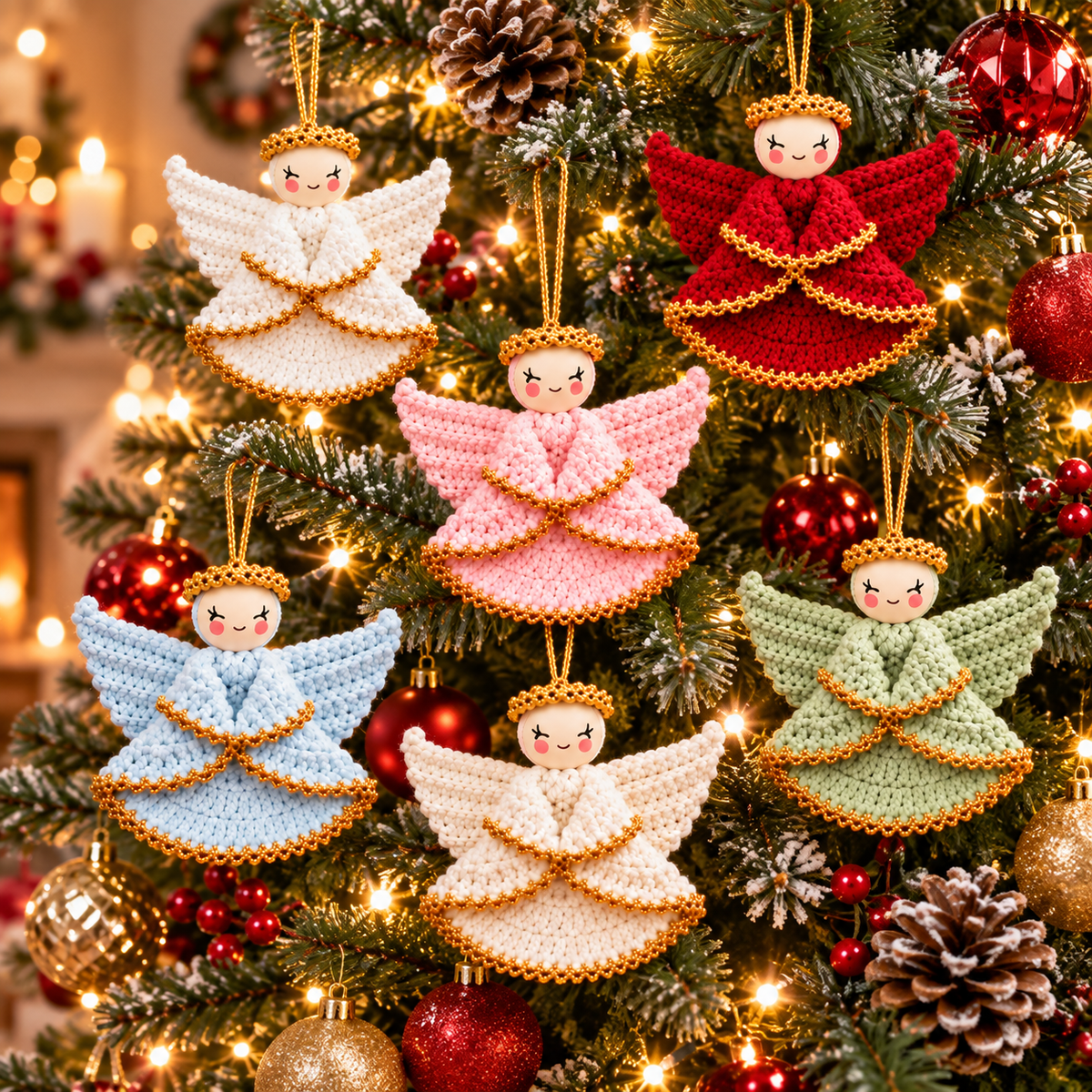Crochet Angel Ornament Pattern PDF + Video Tutorial |  Christmas Angel Crochet Pattern |  Holiday Tree Ornament |  Handmade Christmas Decor