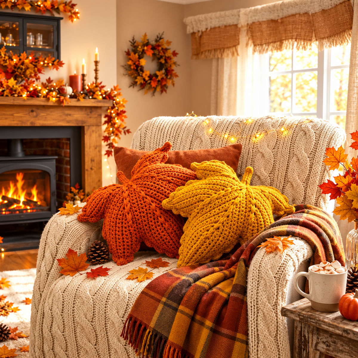 Crochet Leaf Pillow Pattern PDF | Maple Leaf Cushion Crochet Pattern | Fall Autumn Home Decor | Beginner Friendly | 4 Languages