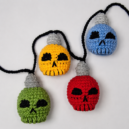 Crochet Skull String Lights Pattern PDF, Halloween Amigurumi Garland Pattern, Spooky Skull Hanging Decor, Instant Digital Download