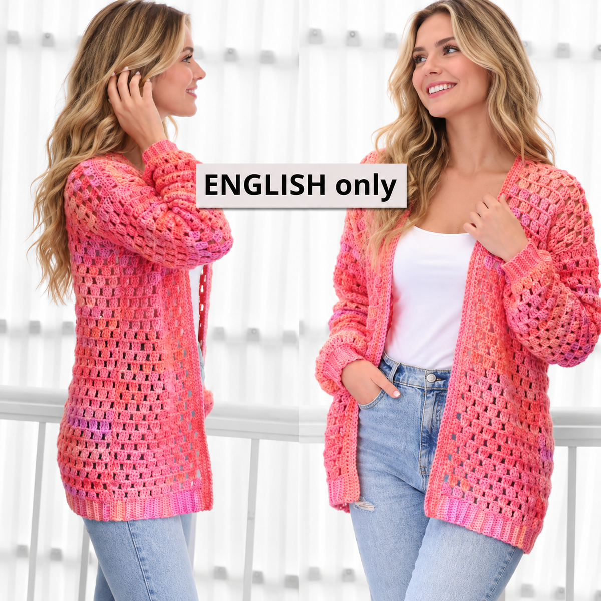 ELOISE Crochet Cardigan Pattern PDF | Easy Granny Stitch Cardigan | Women’s Crochet Sweater Pattern XS–3XL | Beginner Friendly